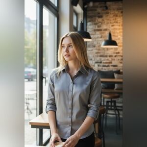 Banana Republic Grey Button Down Blouse
